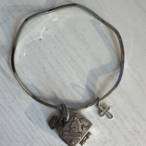 Brighton Silver Bangle Bracelet with London & Cross Charms